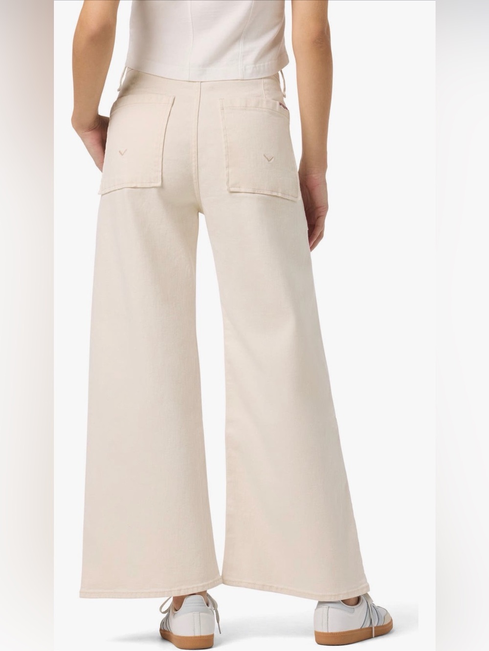 Hudson Jeans Jodie Wide Leg Utility High Rise Pants White Tan Stitching Size 27 - Picture 14 of 15